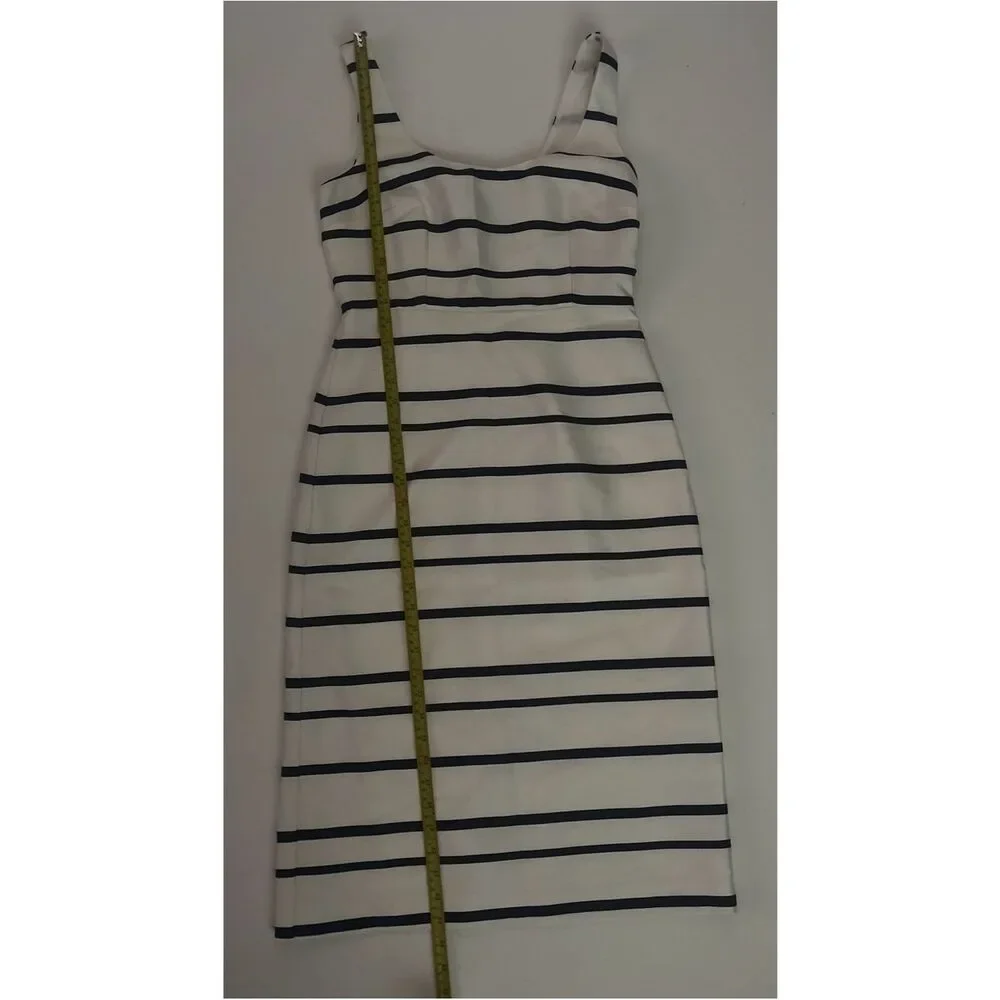 J. Crew Classic  Scoopneck Midi Dress In Jacquard Stripe Size 4 Navy/White